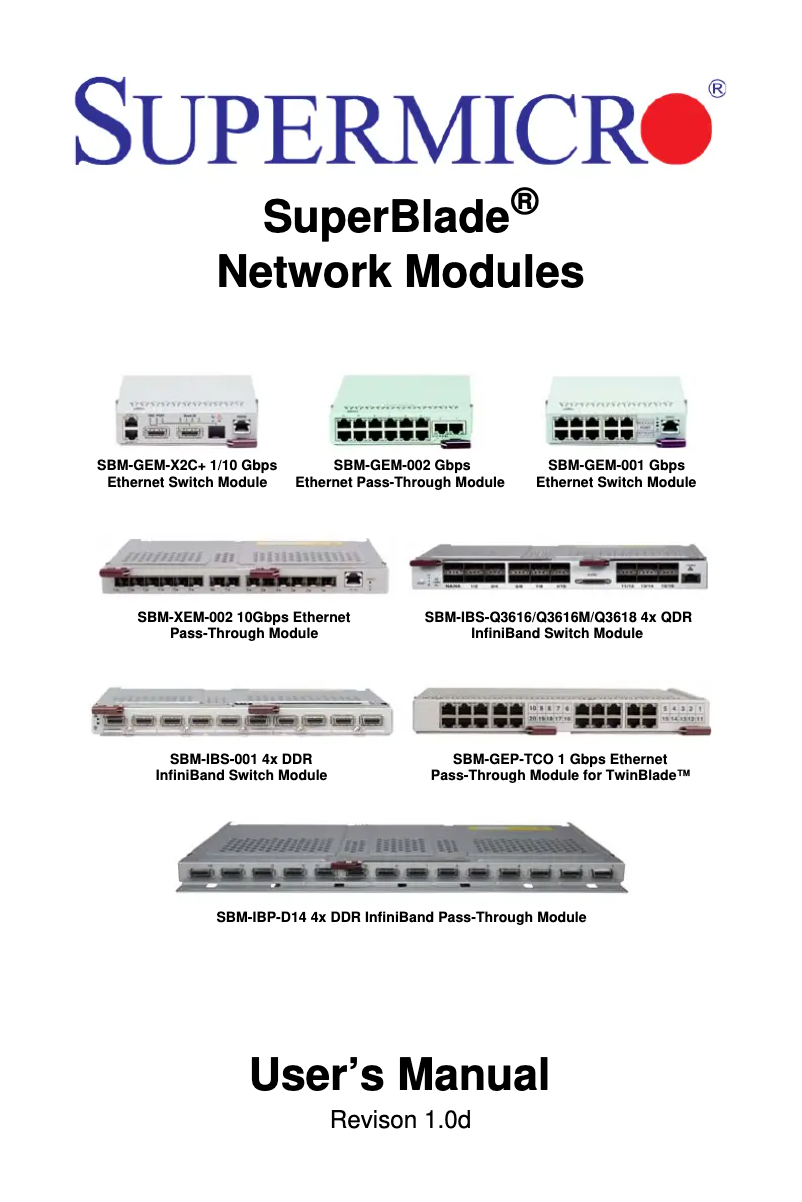 Page 1 of the manual User Manual Supermicro AOC-IBH-XQS