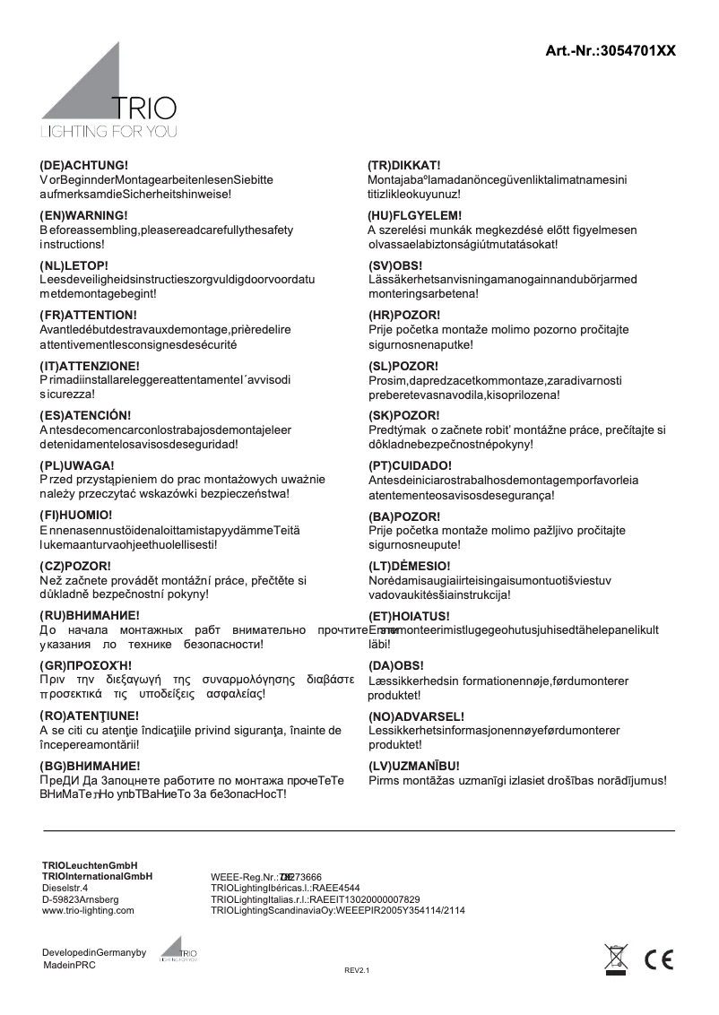 First page image of the manual for Carla 305470107