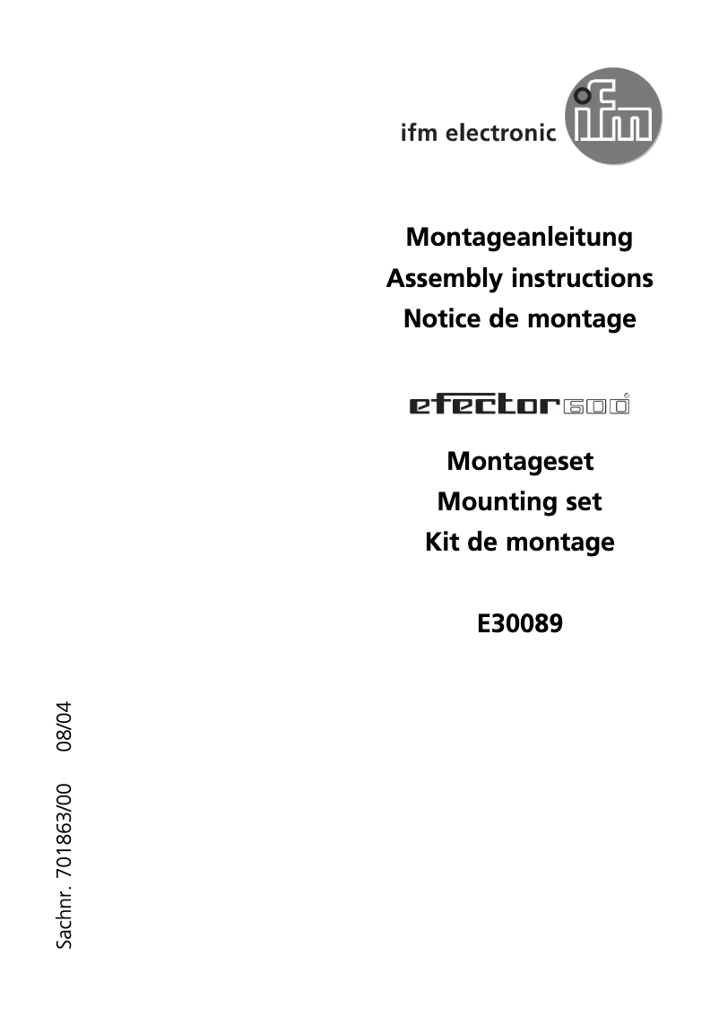 Page 1 of the manual User Manual IFM E30089