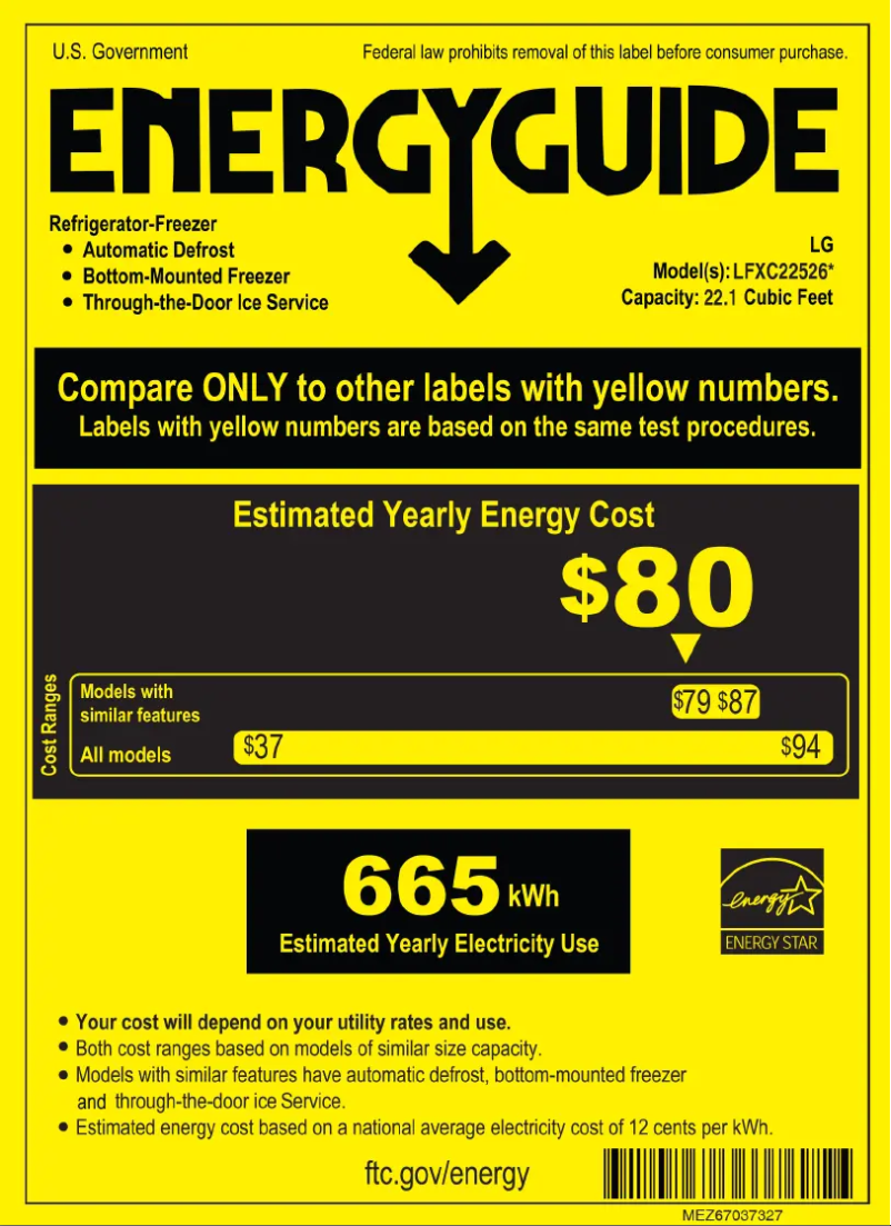 Page 1 of the manual Energy Label LG LFXC22526D