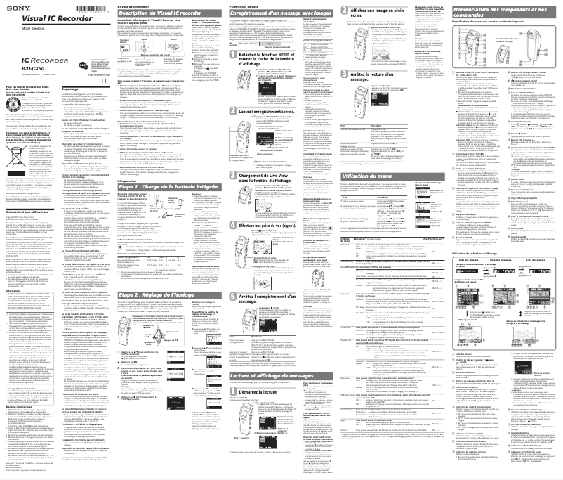 First page image of the manual for ICD-CX50