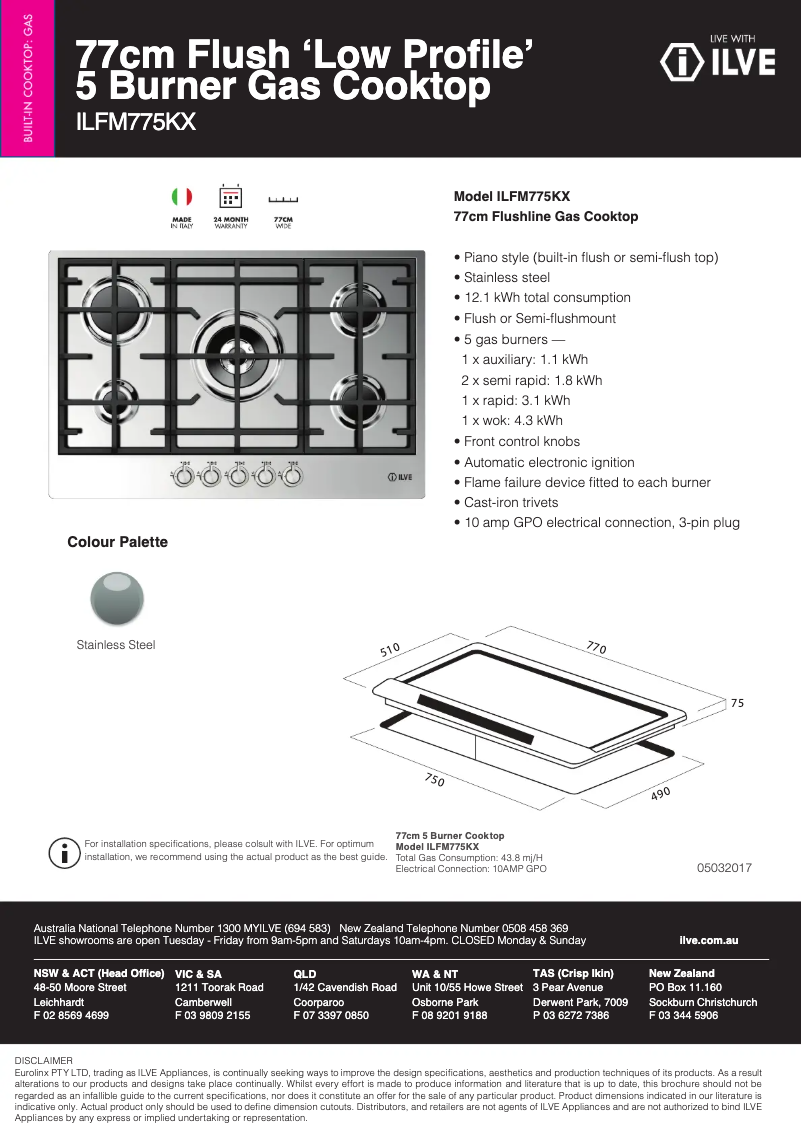 First page image of the manual for ILFM775KX