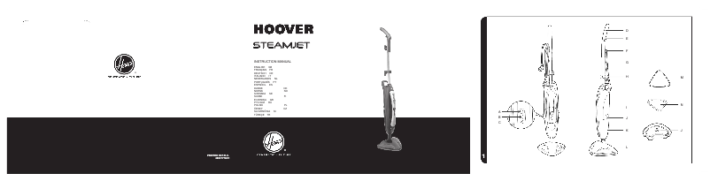 Page 1 of the manual User Manual Hoover SteamJet SSNC1700 011