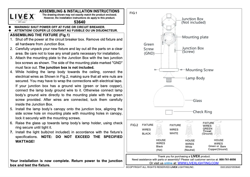 Page 1 of the manual User Manual Livex Lighting Glendon 53640-01