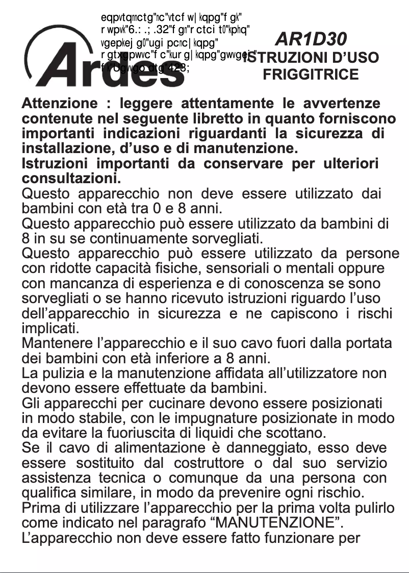 Page 1 de la notice Instructions / montage Ardes AR1D30