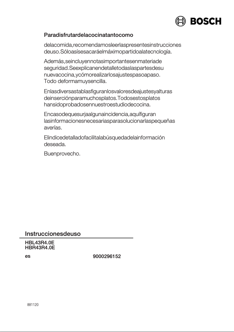 Page 1 of the manual User Manual Bosch HBR43R450E