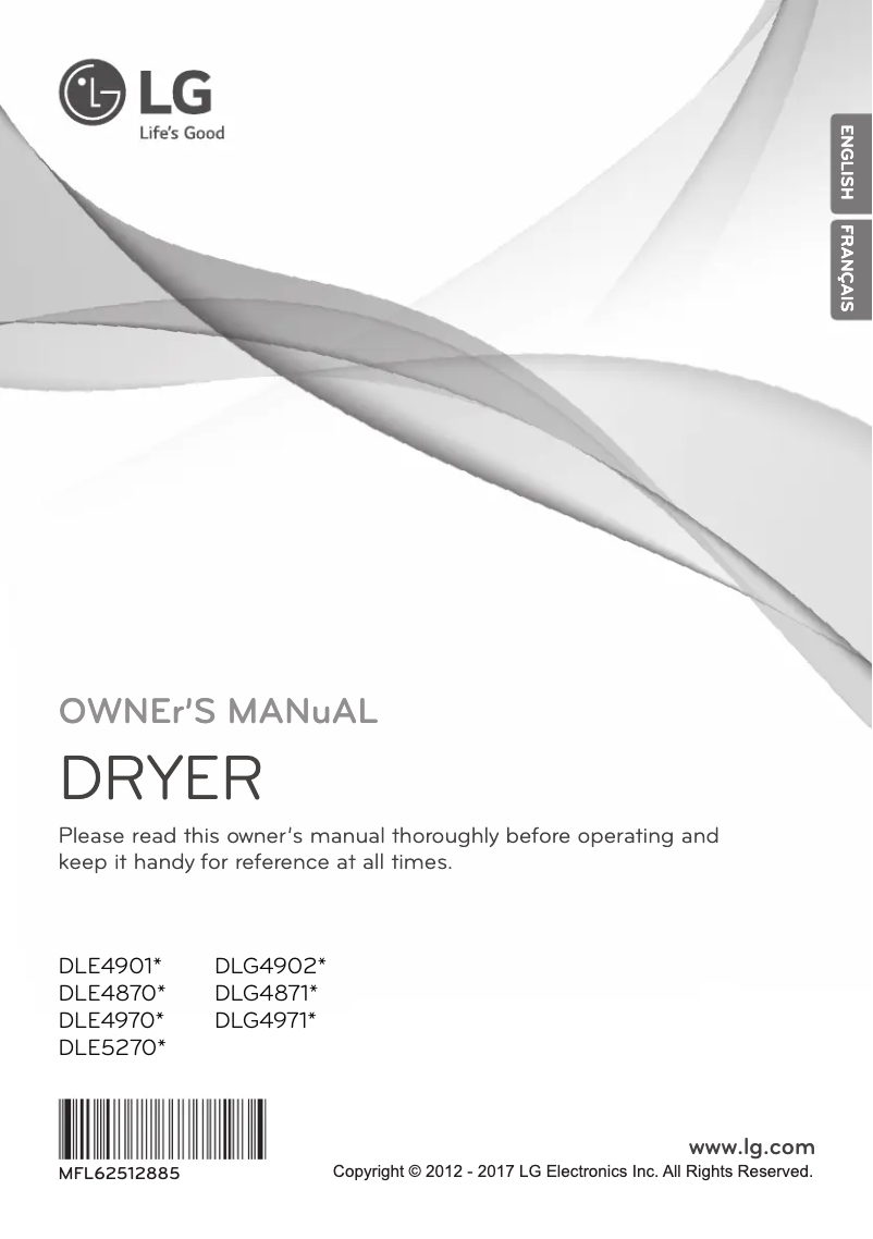 First page image of the manual for DLE5270V