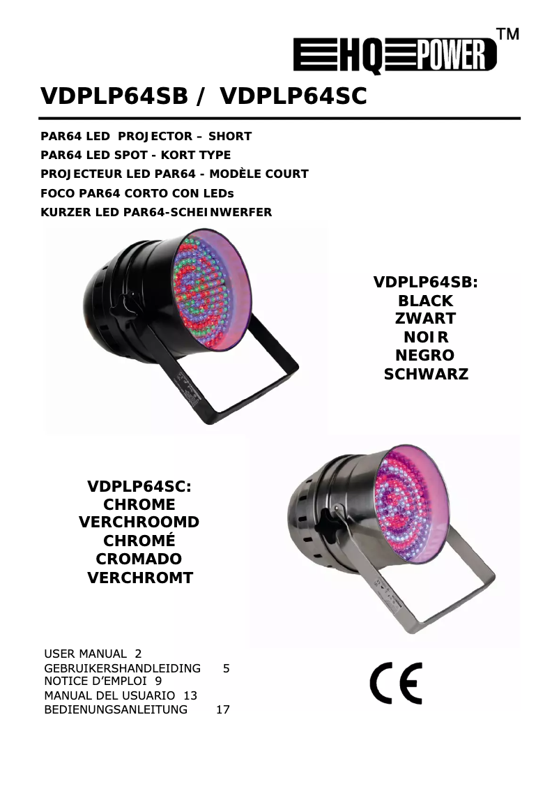 First page image of the manual for PAR64