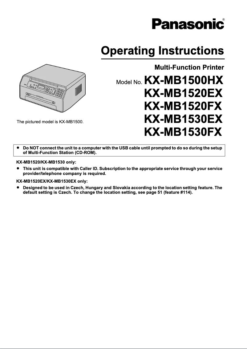 First page image of the manual for KX-MB1530FX