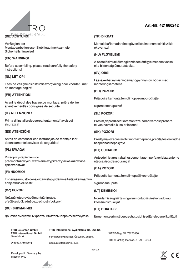 First page image of the manual for Rhine 421660242