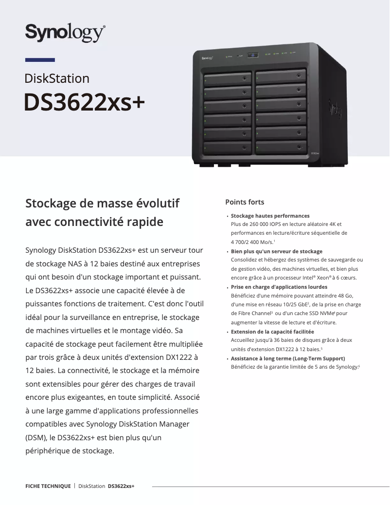 First page image of the manual for DiskStation DS3622xs+