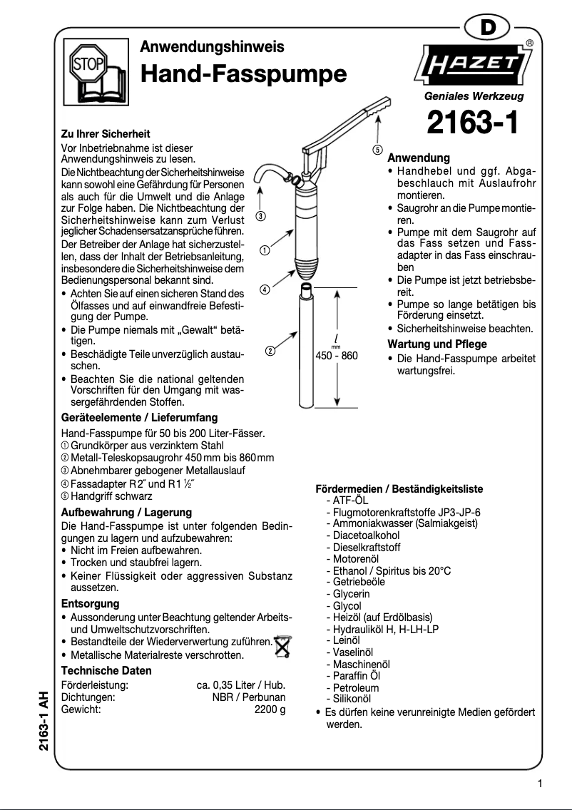 First page image of the manual for 2163-1