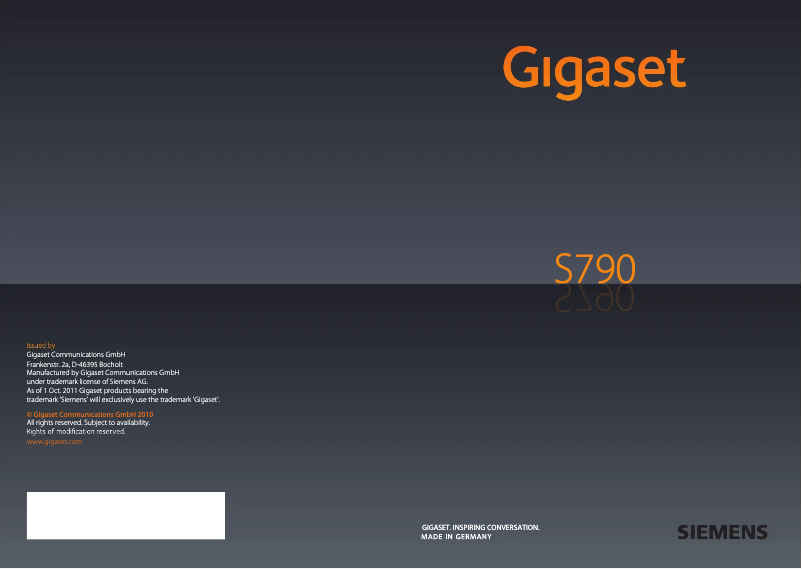 First page image of the manual for Gigaset S790 Duo