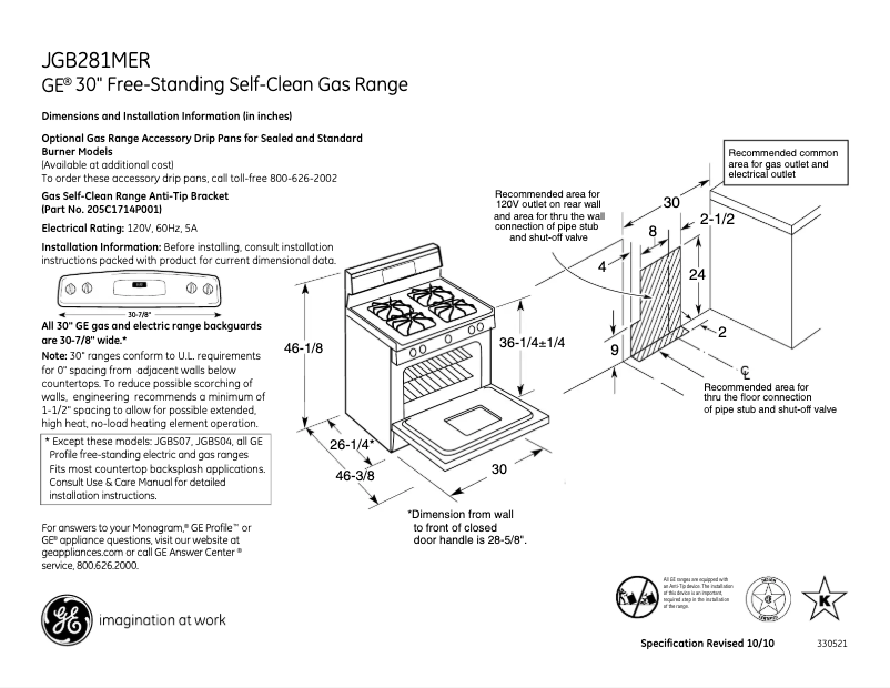 First page image of the manual for JGB281MERBS