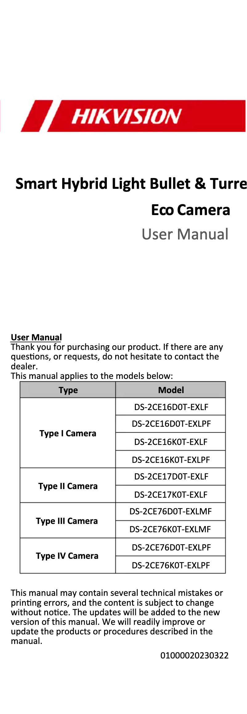 Page 1 of the manual User Manual Hikvision DS-2CE16K0T-EXLF