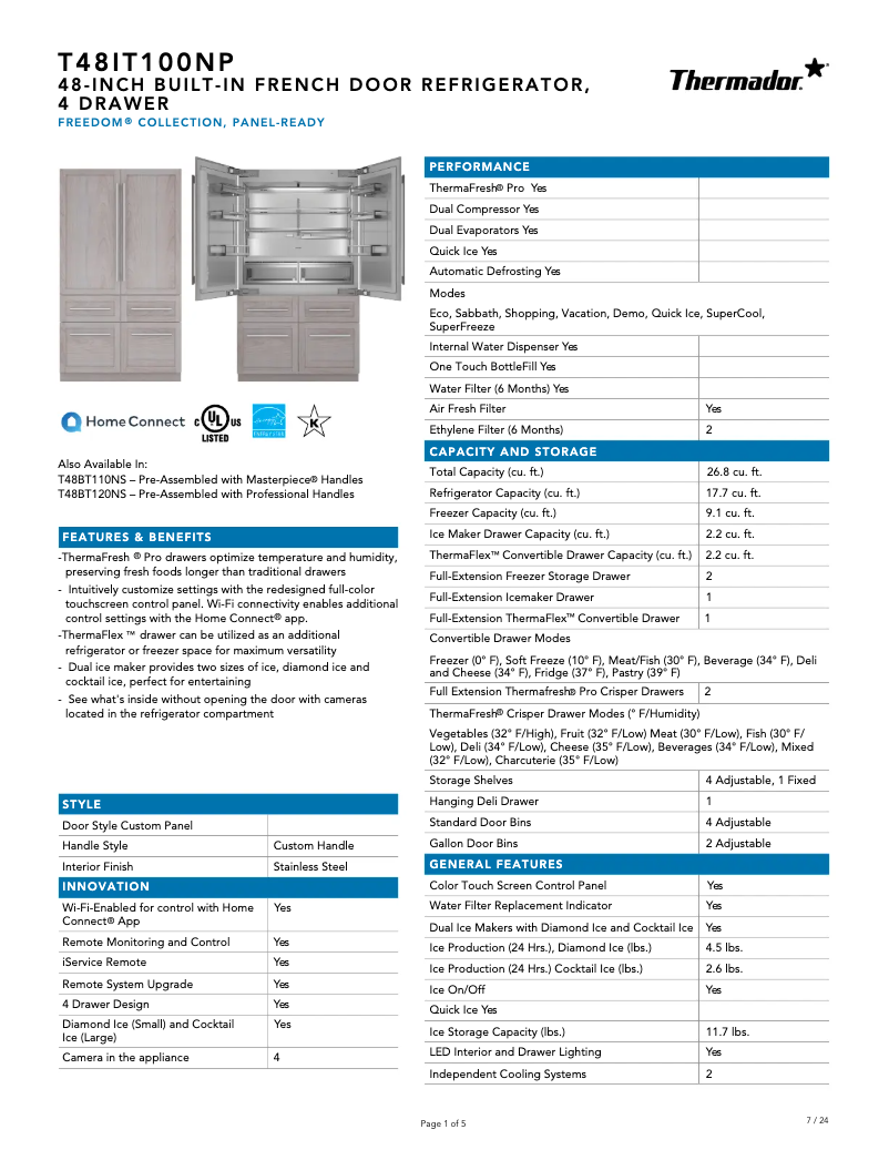 First page image of the manual for T48IT100NP