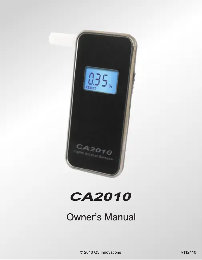 First page image of the manual for CA2010