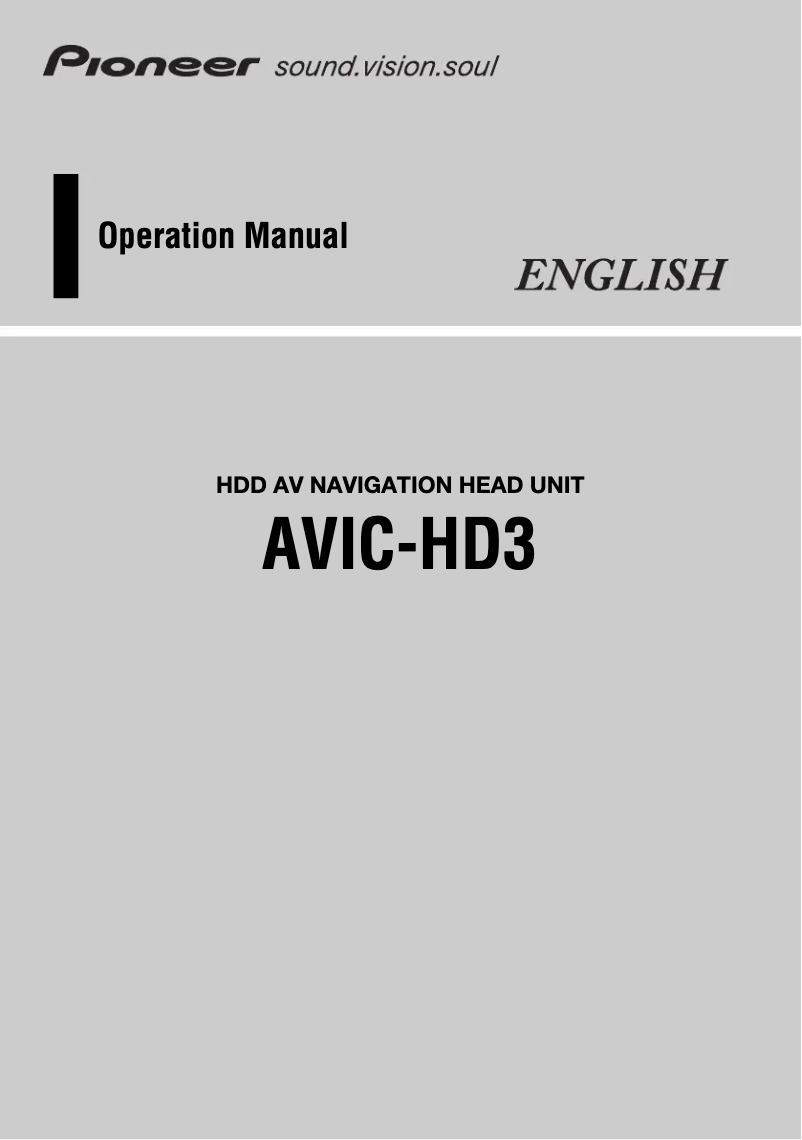 Page 1 of the manual User Manual Pioneer AVIC-HD3
