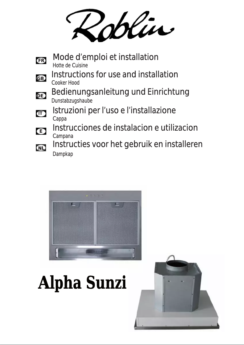 First page image of the manual for Alpha Sunzi