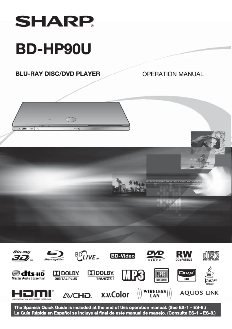 Page 1 of the manual User Manual Sharp BD-HP90U