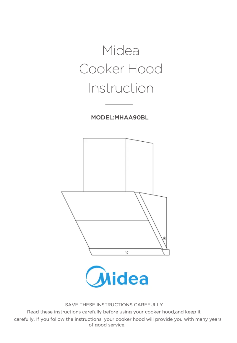 First page image of the manual for MHAA90BL