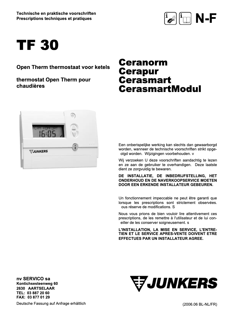 First page image of the manual for TF 30