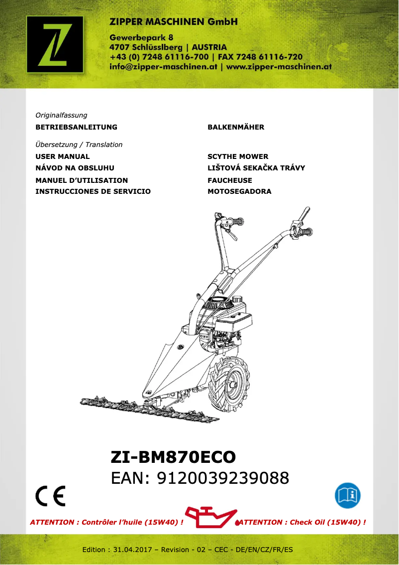 First page image of the manual for ZI-BM870ECO