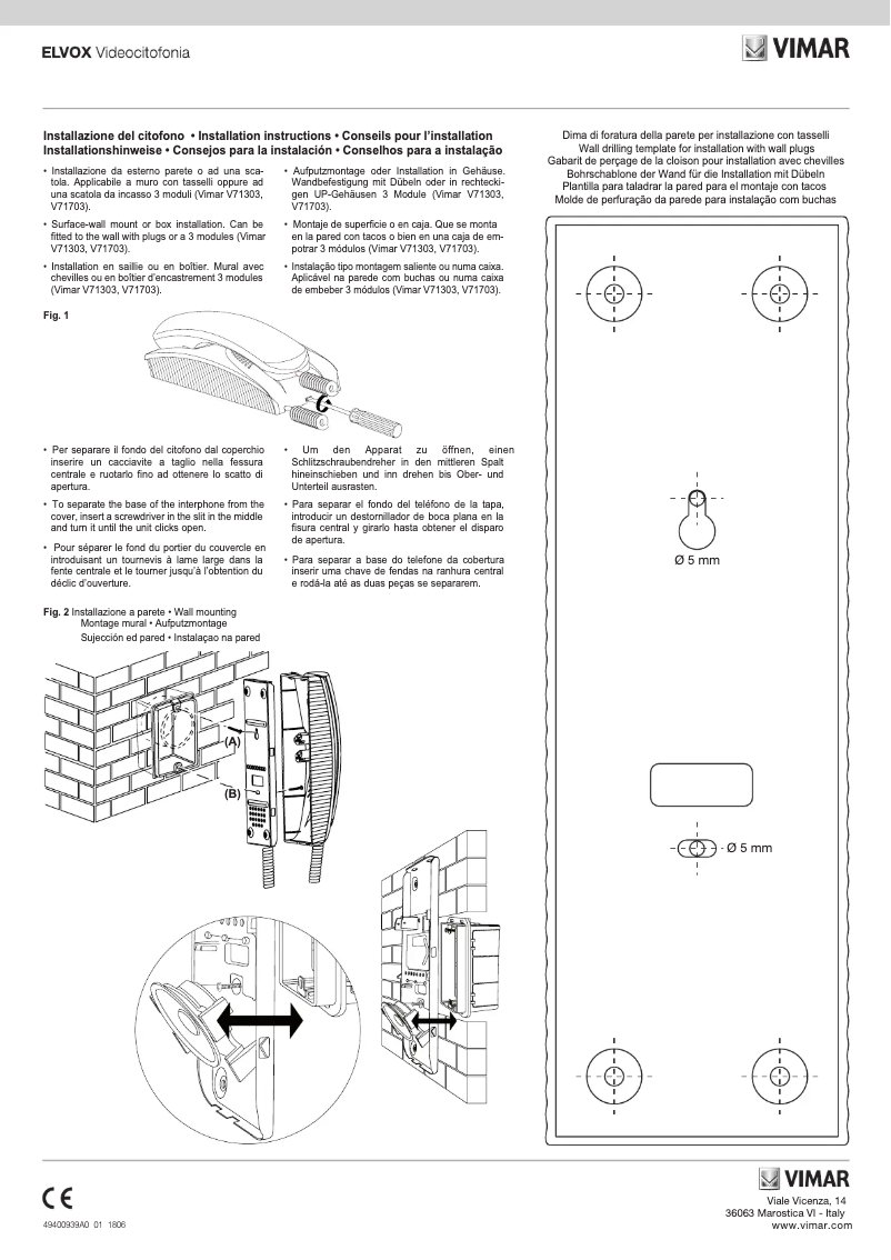 Page 1 of the manual User Manual Vimar ELVOX 8873