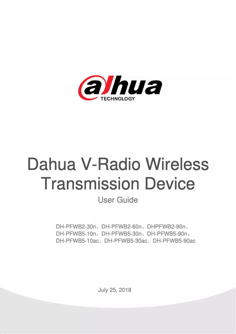 Page 1 of the manual User Manual Dahua Technology PFWB2-90n