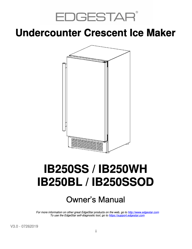 Page 1 of the manual User Manual EdgeStar IB250BL