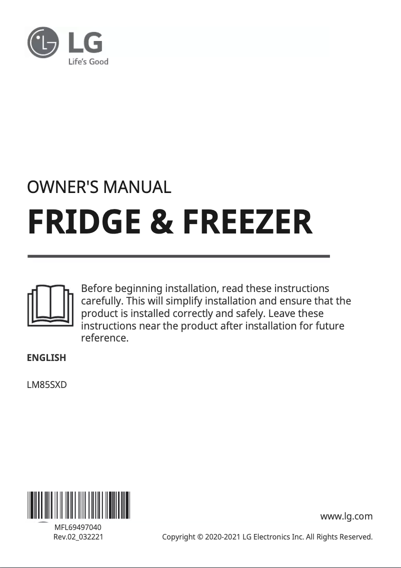 Page 1 of the manual User Manual LG LM85SXD