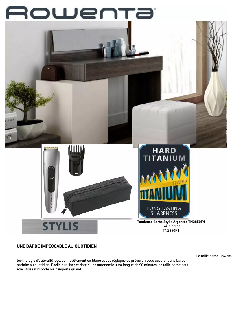 First page image of the manual for Stylis TN2850