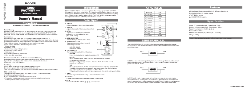Page 1 of the manual User Manual Mooer Mod Factory MKII