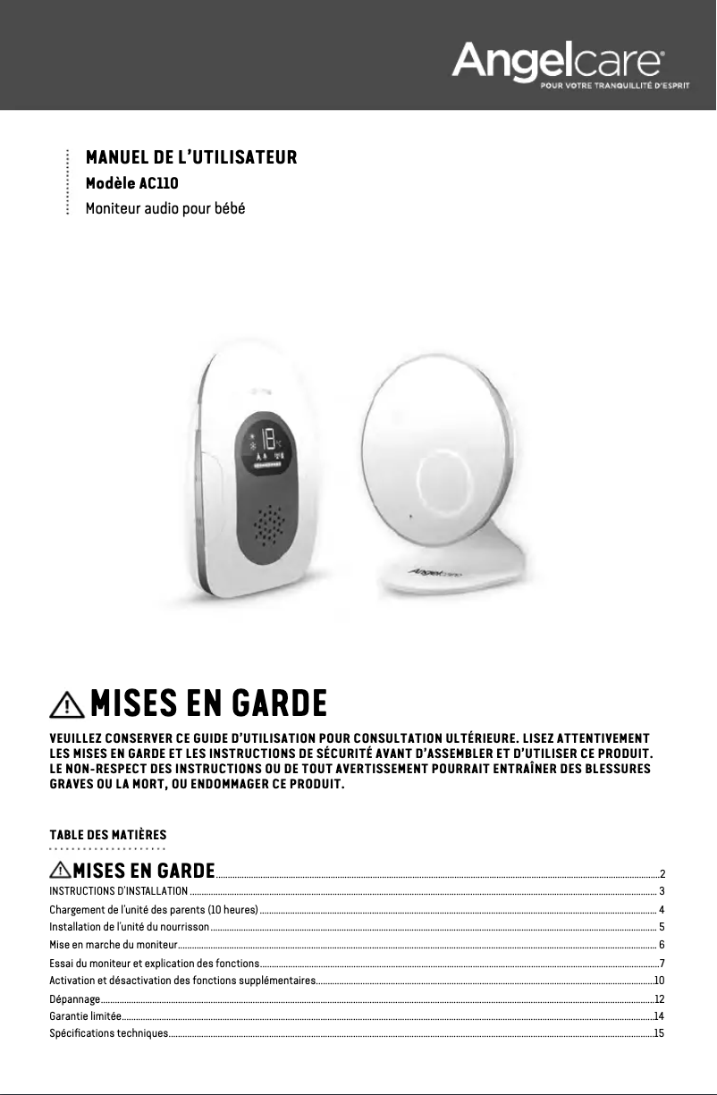 First page image of the manual for AC110