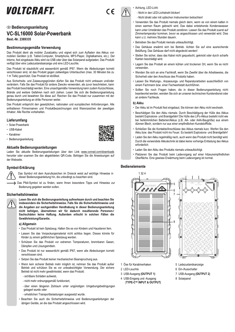 Page 1 of the manual User Manual Voltcraft VC-SL16000