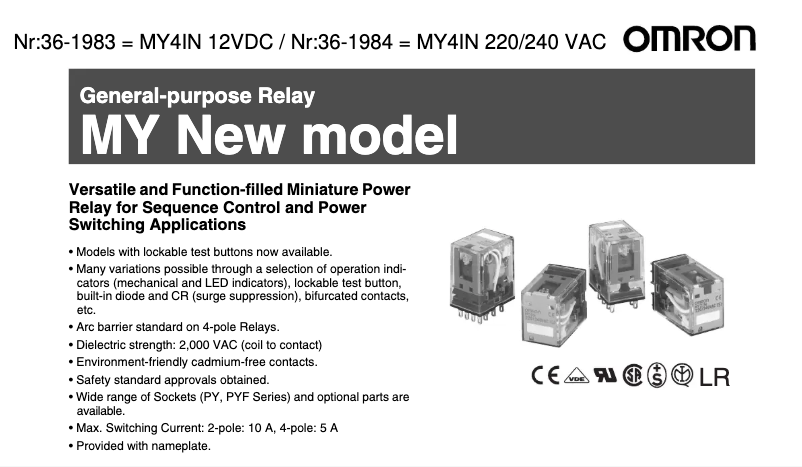Page 1 of the manual User Manual Omron MY4IN 12VDC
