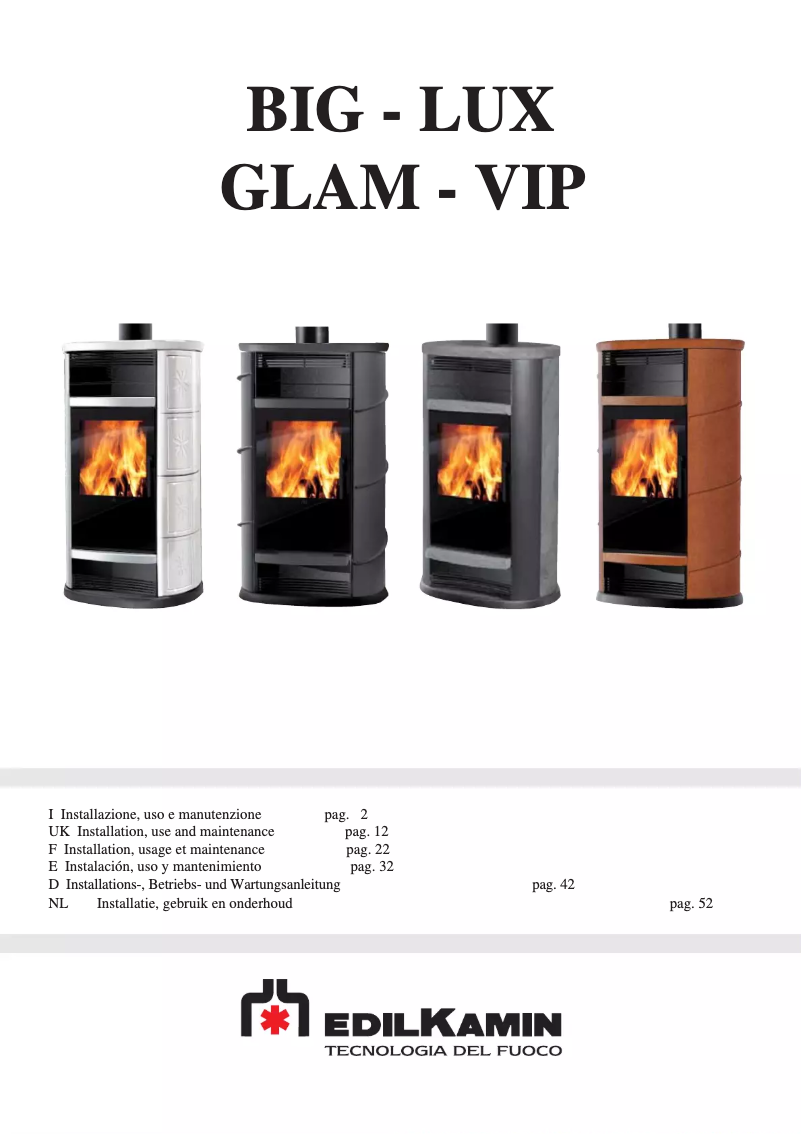 Page 1 of the manual User Manual Edilkamin GLAM