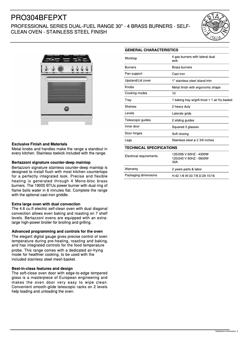 First page image of the manual for PRO304BFEPXT