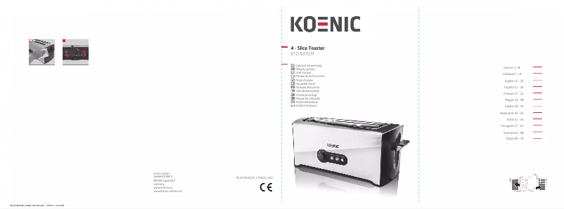 Page 1 of the manual User Manual Koenic KTO 4331 M