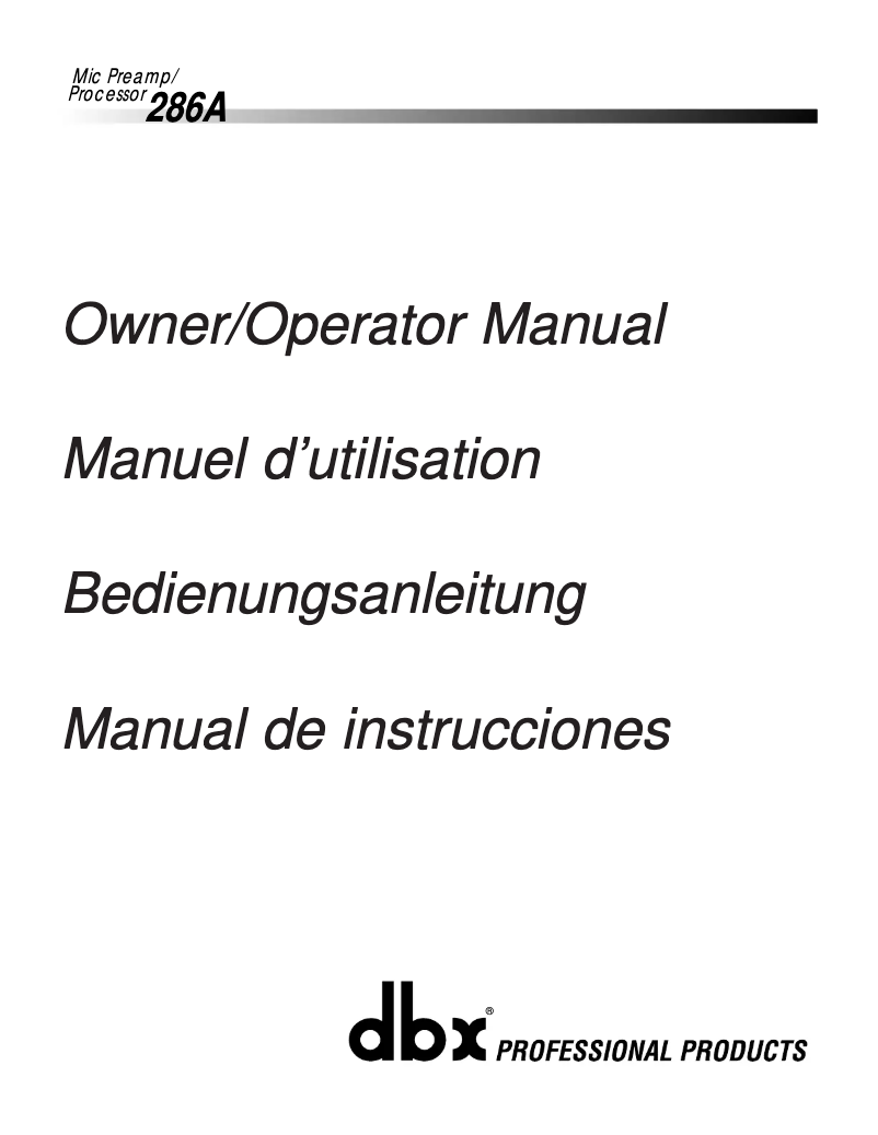 First page image of the manual for 286A