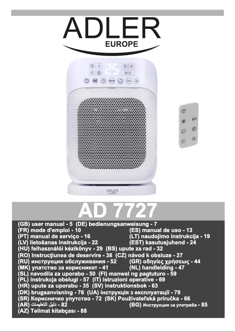 Page 1 of the manual User Manual Adler AD 7727
