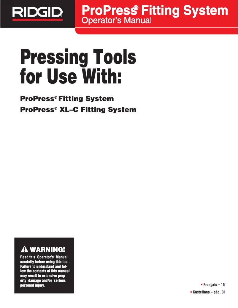 First page image of the manual for ProPress XL-C