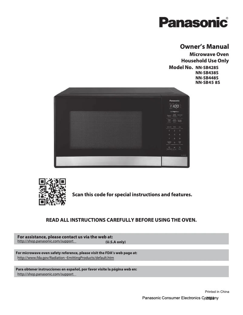 Page 1 of the manual User Manual Panasonic NN-SB438S