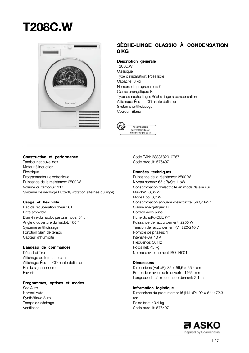 First page image of the manual for T208C