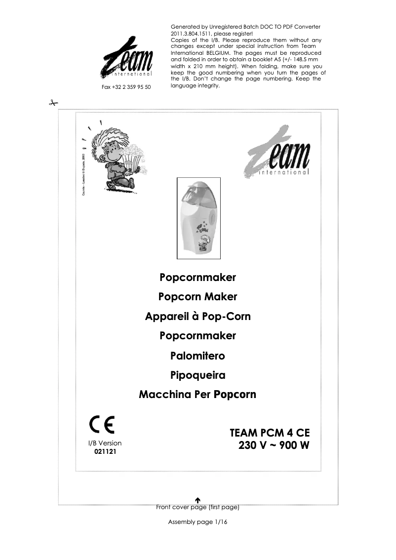 First page image of the manual for PCM 4