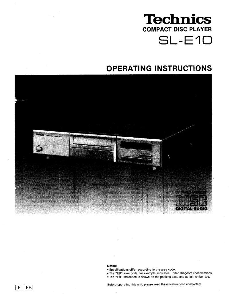 First page image of the manual for SL-E10