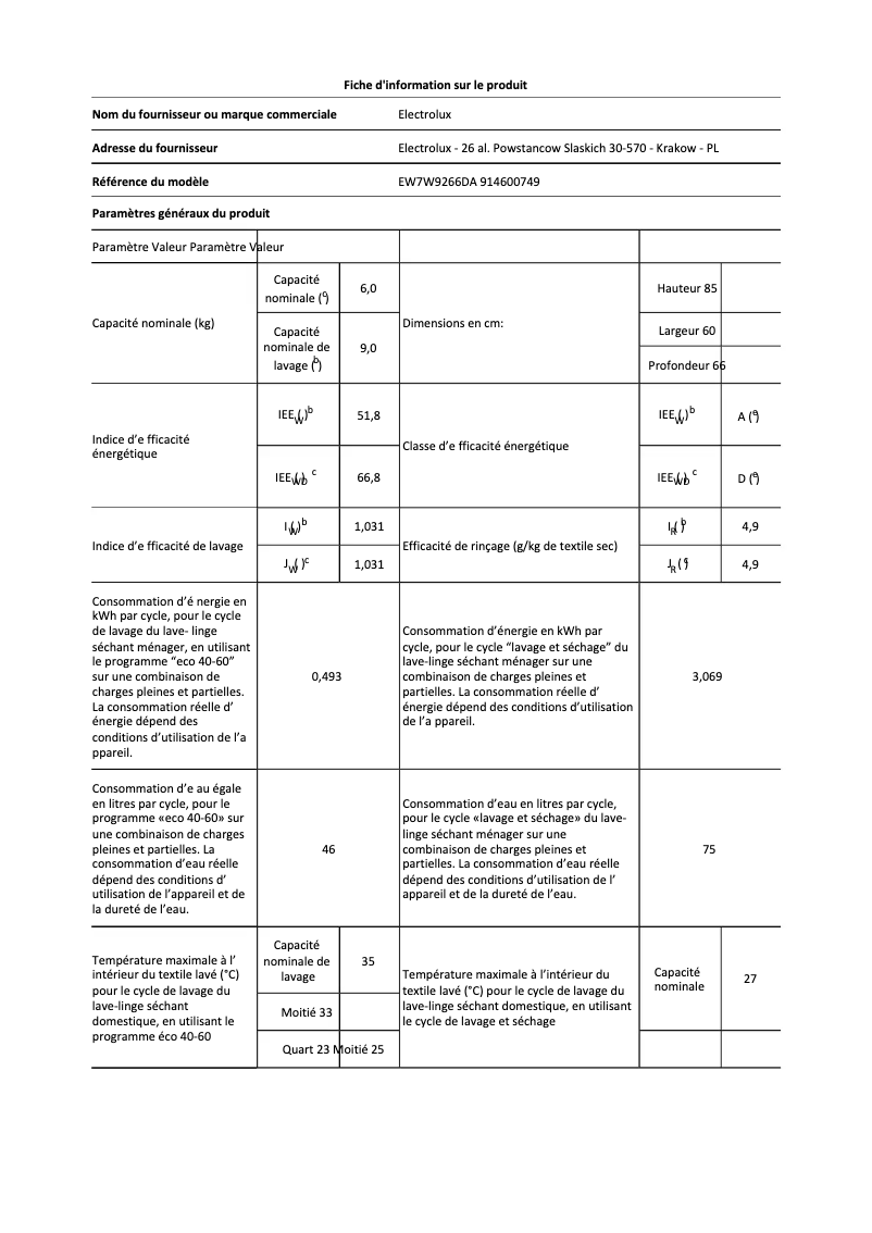 First page image of the manual for EW7W9266DA