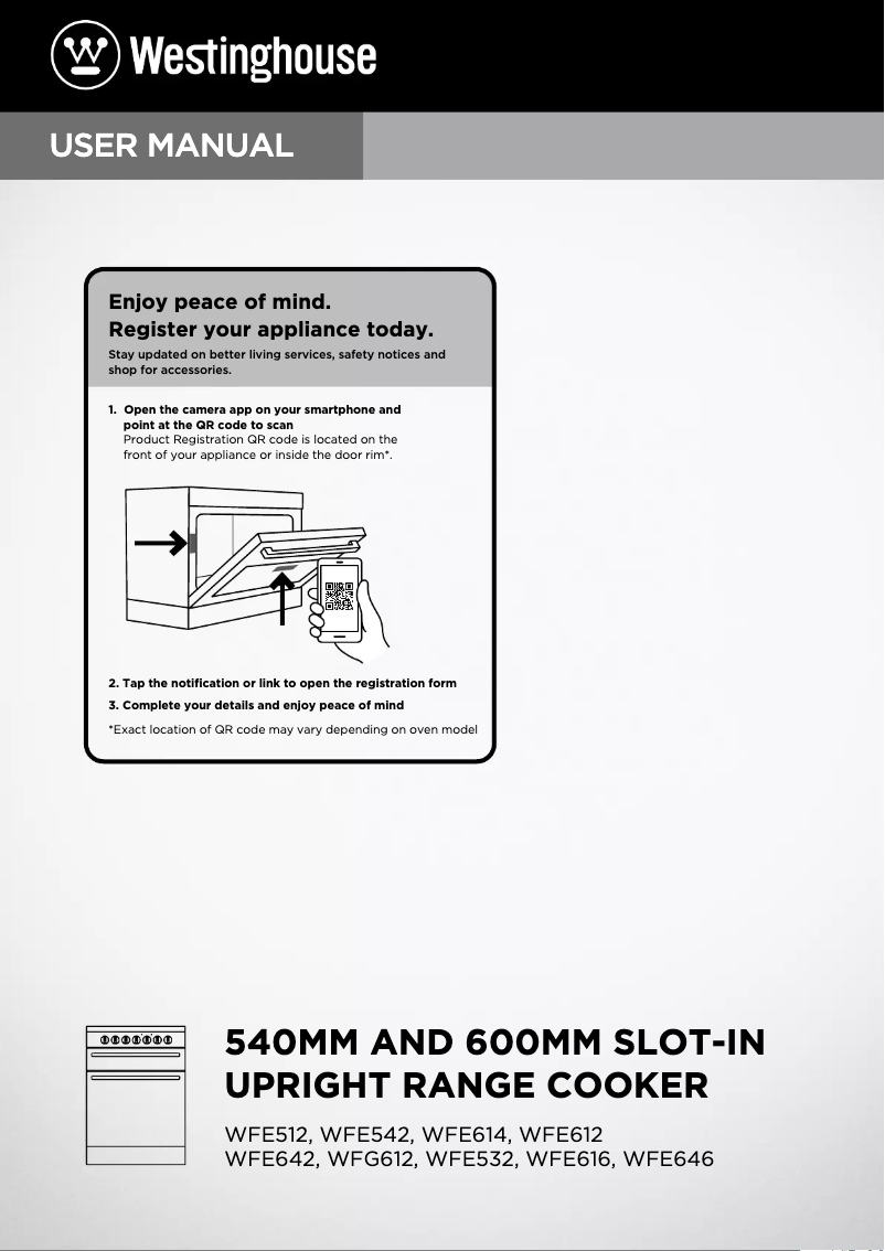 Page 1 of the manual User Manual Westinghouse WFE512SC