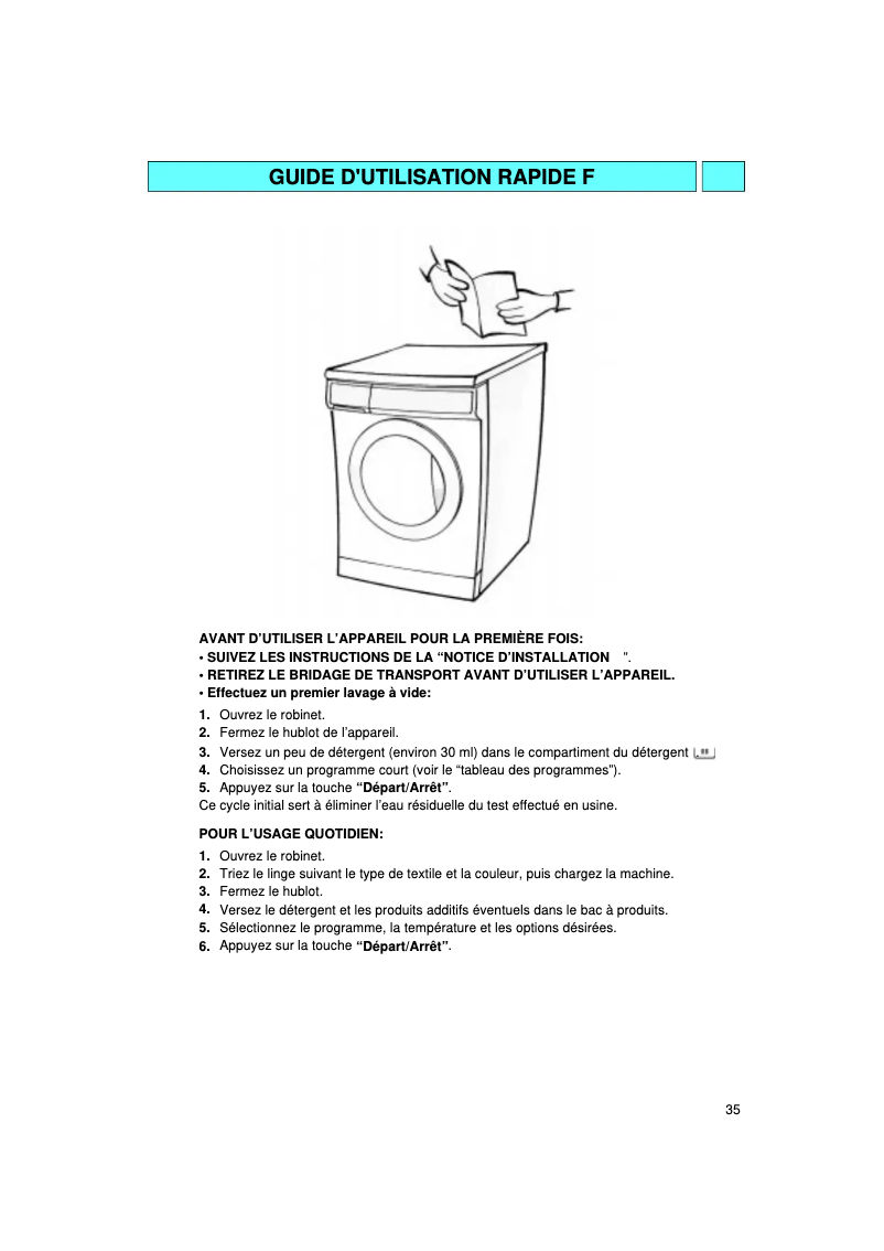 Page 1 of the manual User Manual Bauknecht WA Star 1400