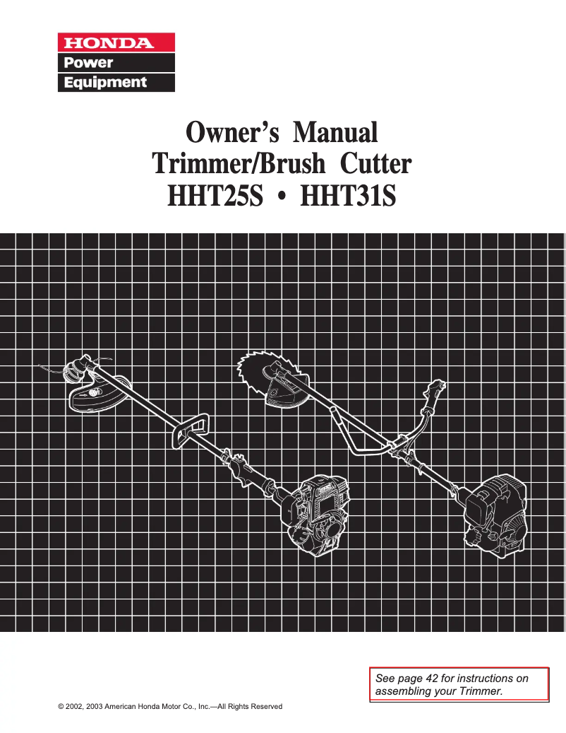 Page 1 of the manual User Manual Honda HHT25S
